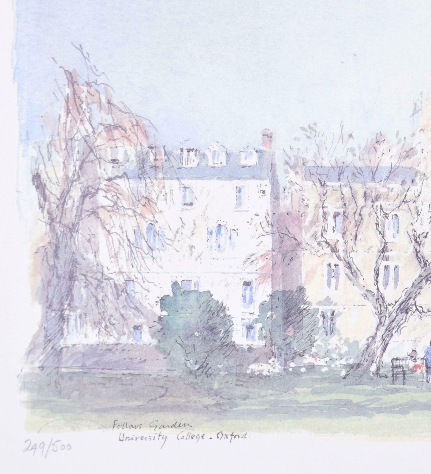 Hugh Casson University College, Oxford Fellows' Garden Lithograph By Hugh Casson 1991 photo furniture