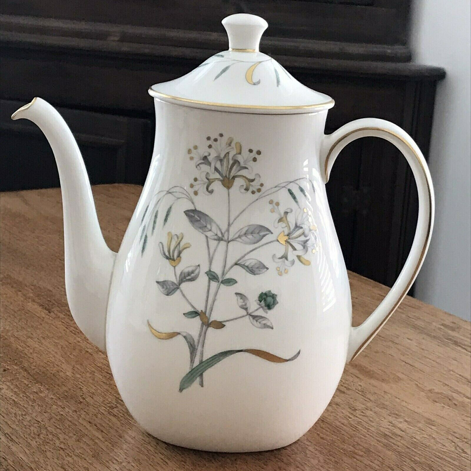 Wedgwood Honeysuckle Grey Coffee Espresso Set Pot Jug 4 X Cups & Saucers 50s photo furniture