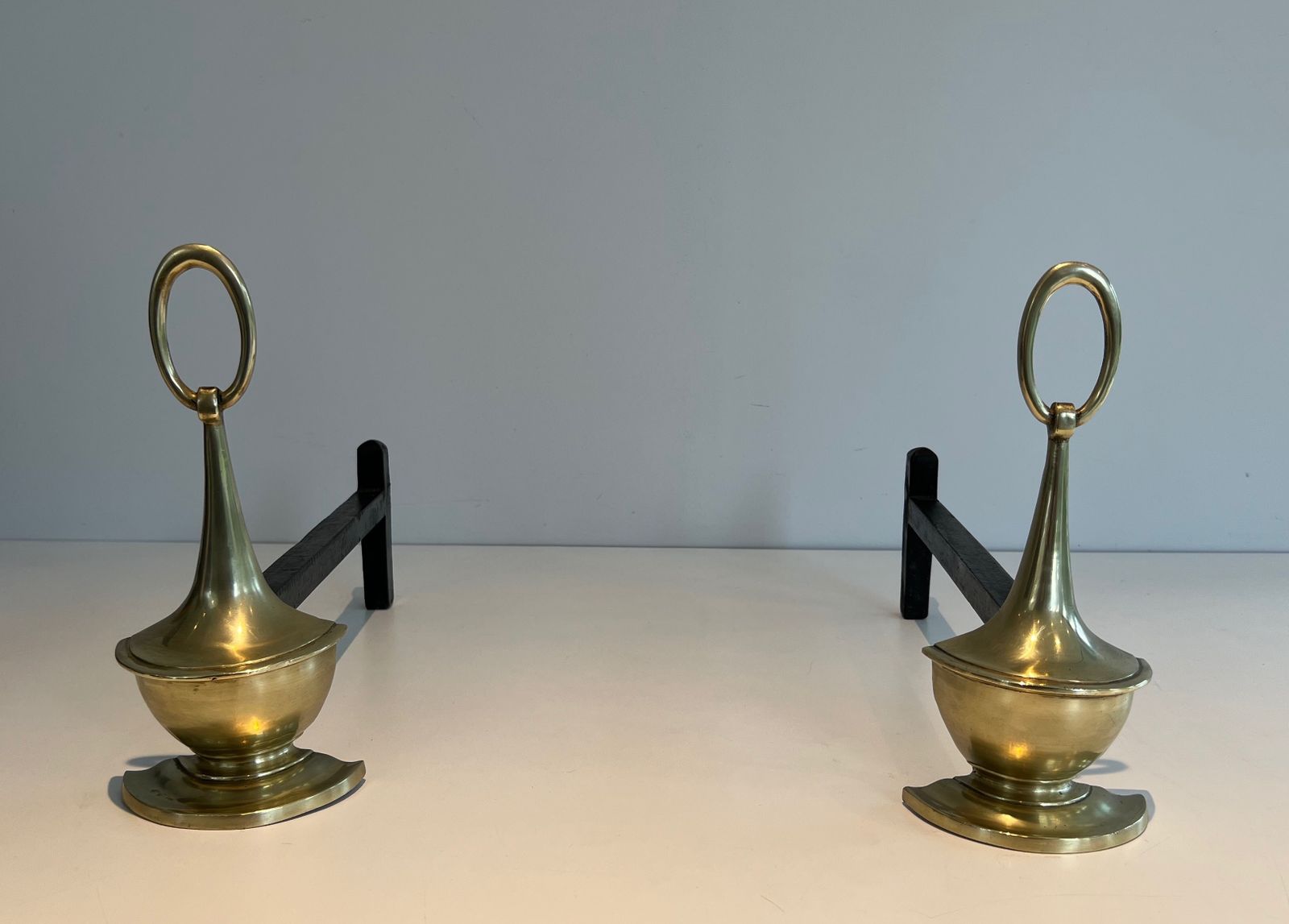 Pair Of Neoclassical Style Bronze Andirons