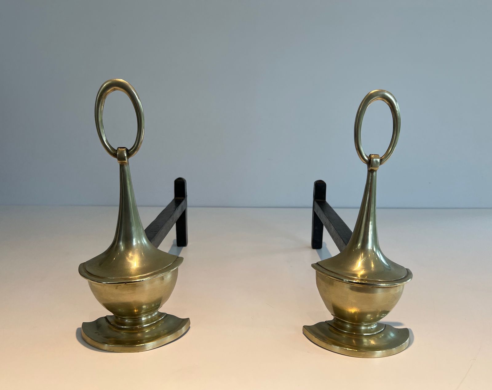 780.0 Pair Of Neoclassical Style Bronze Andirons photo