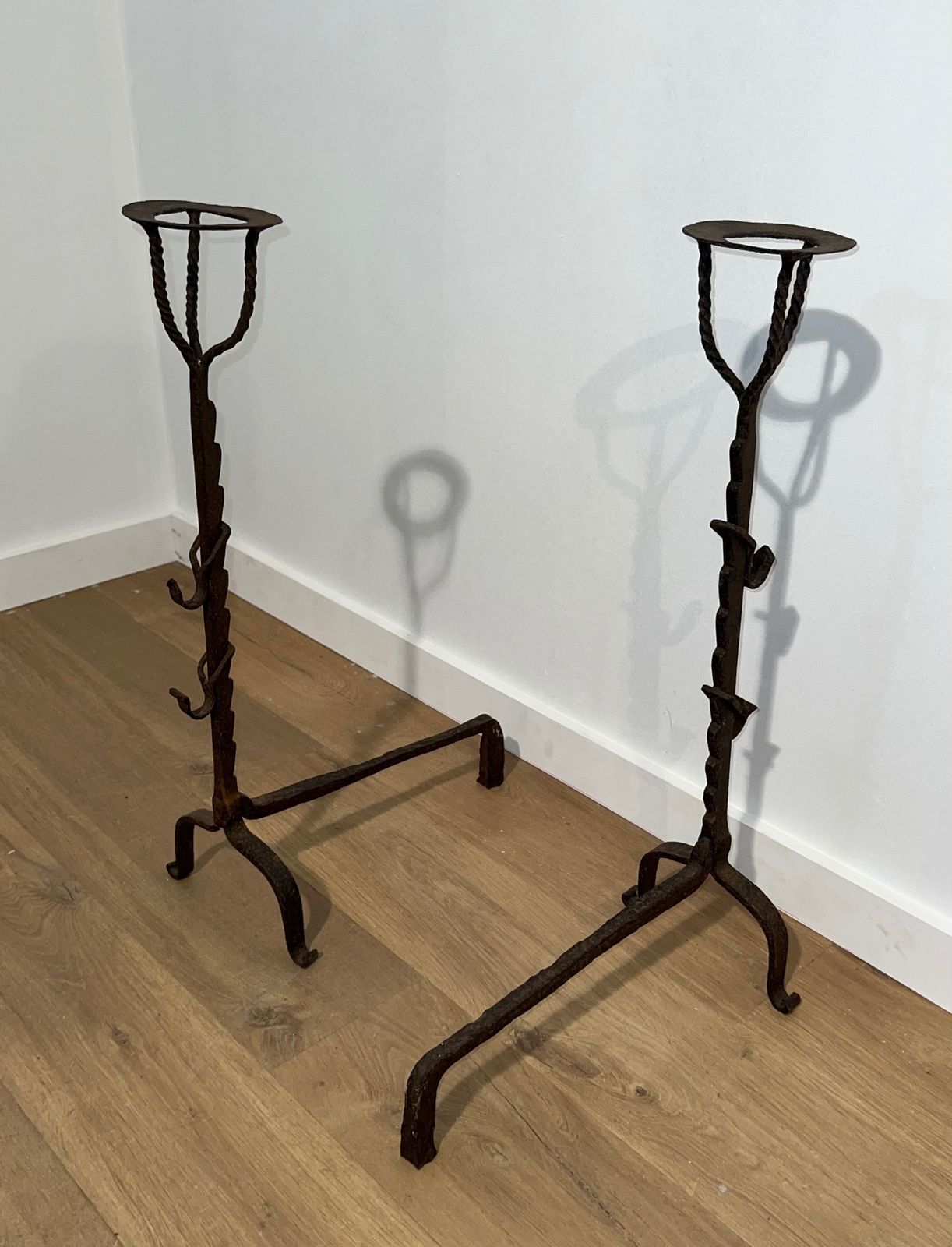Pair Of Wrought Iron Landiers, 18th Century And Earlier photo for sale