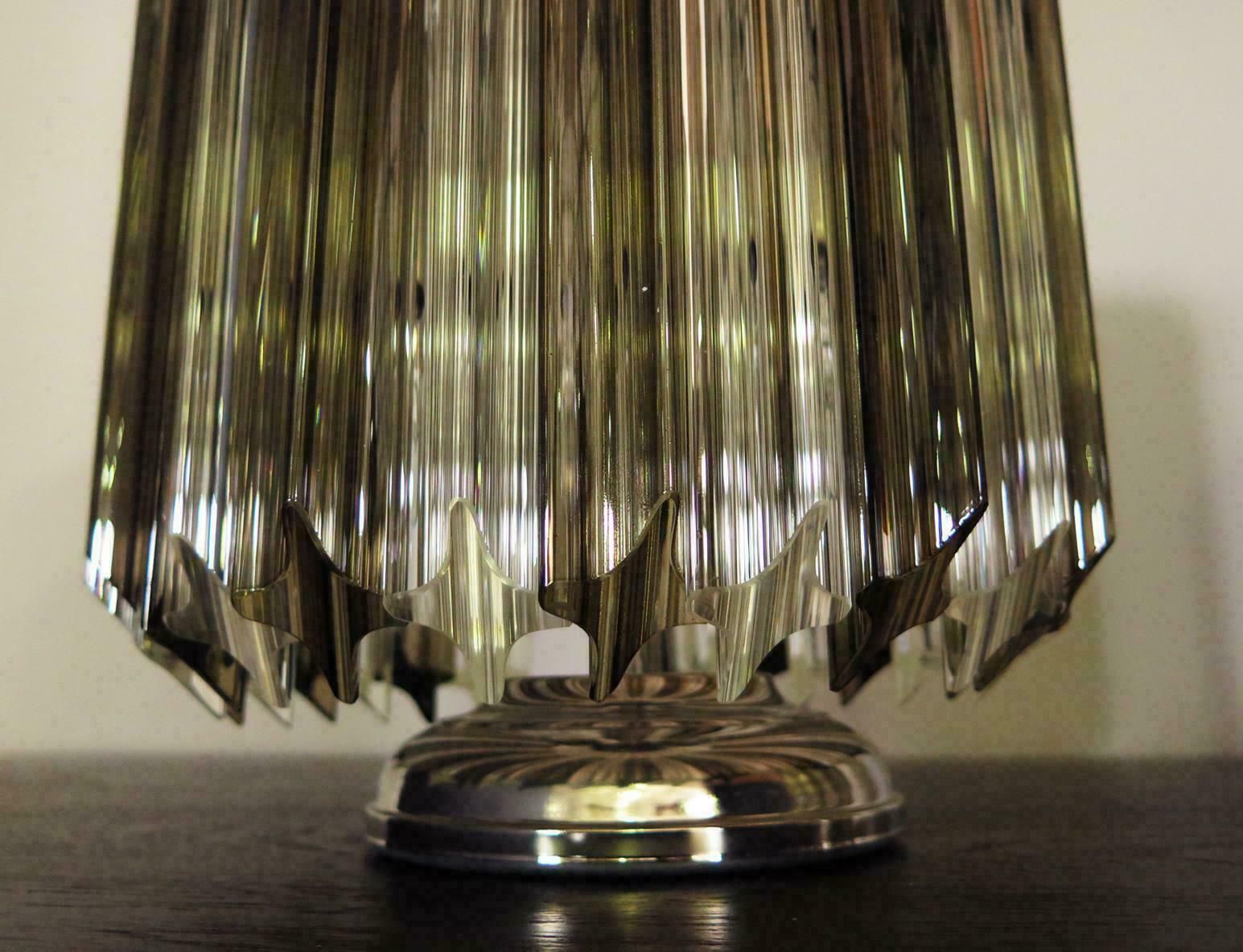 photo for sale Pair Of Table Lamps 24 Transparent And Smoked Quadriedri Murano 1990s