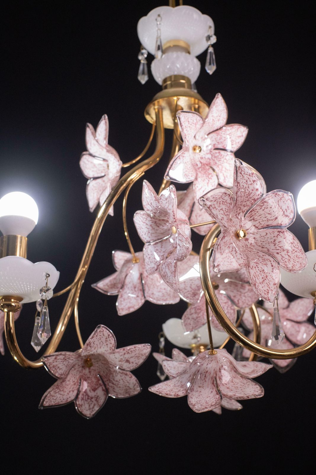 Delicious Pink Flowers Murano Chandelier, 1970s photo Lighting