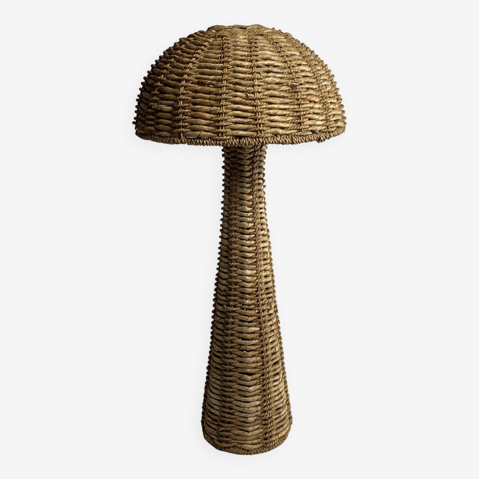 Rattan Woven Banana Leaf Mushroom Floor Lamp, 1960s