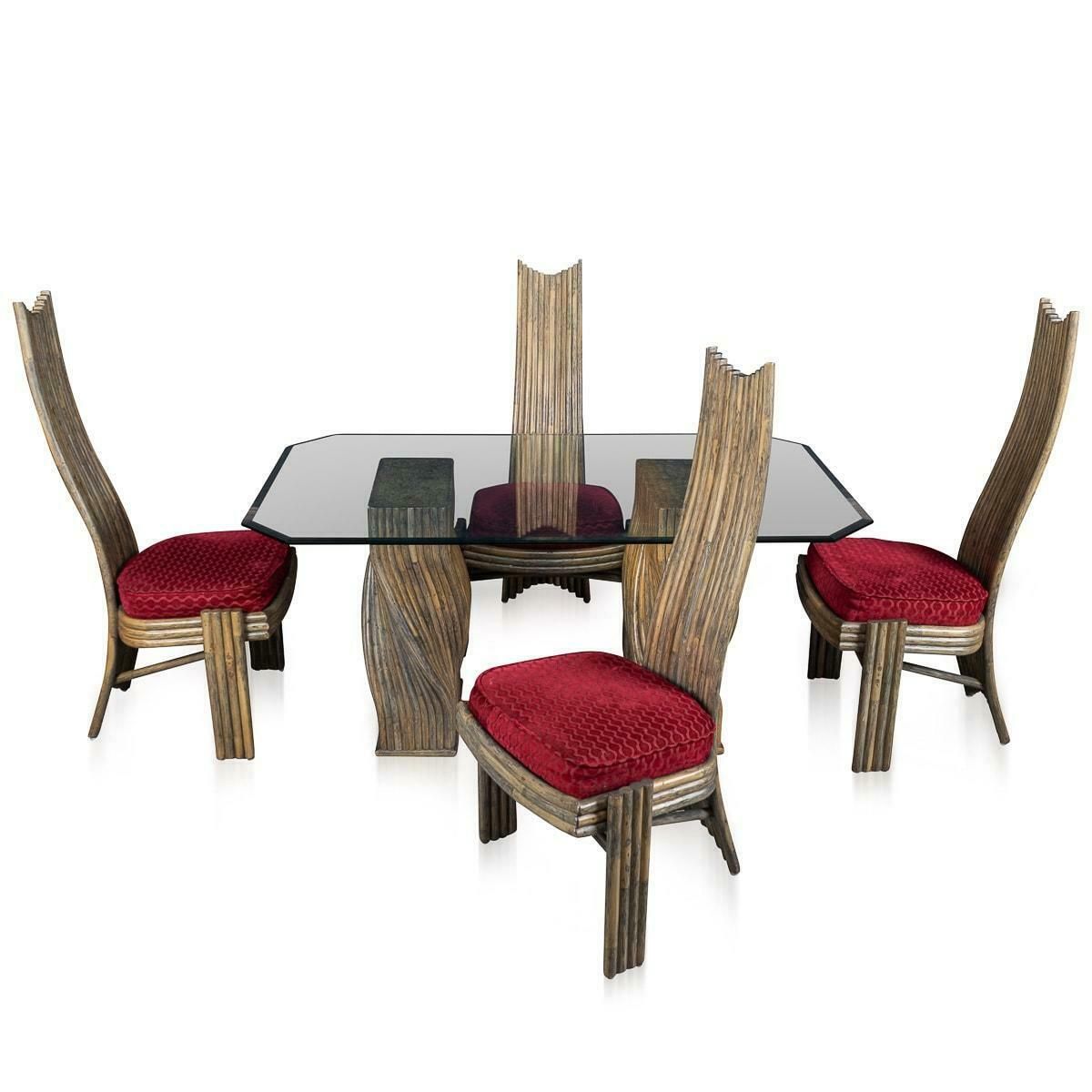 20th Century American Dining Table & Four Chairs By Mcguire photo furniture