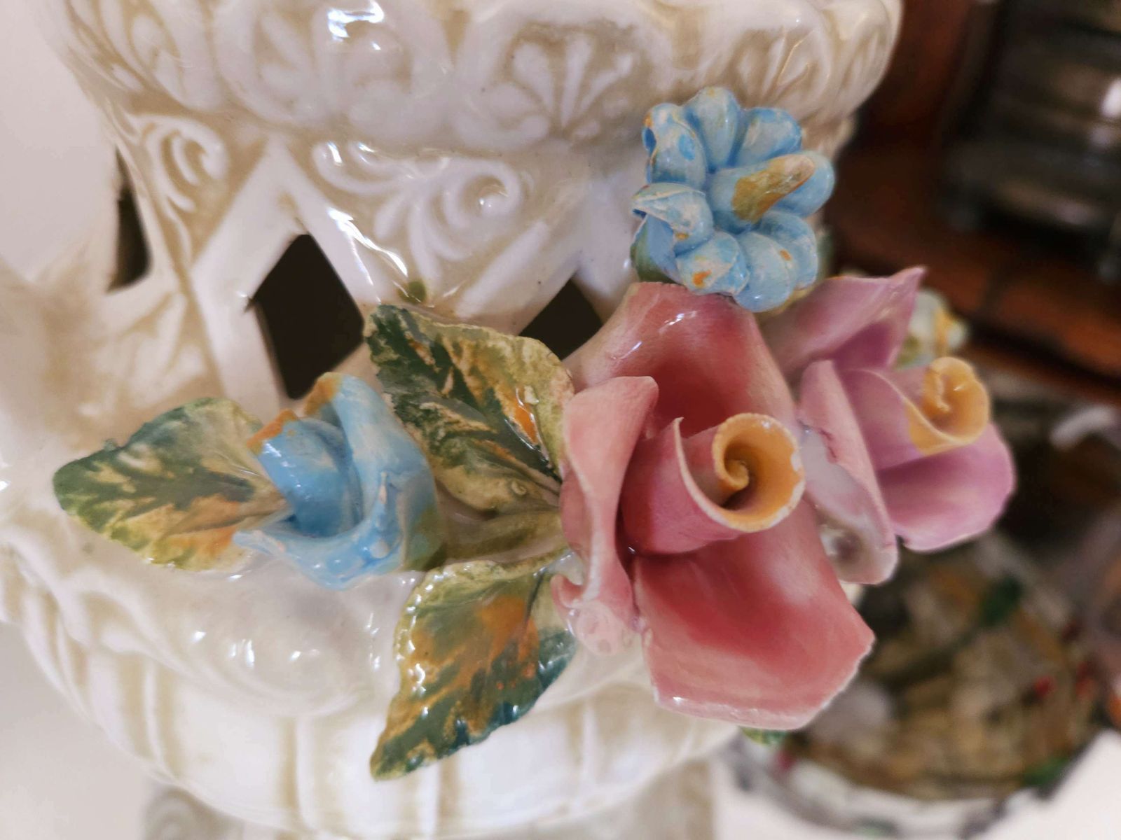 Authentic, Extravagant, Mid Century Capodimonte Lidded Ornamental Pot photo Home Decor