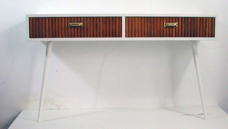 Midcentury Italian Oak And White Lacquered Chest Of Drawers, 1950s photo furniture