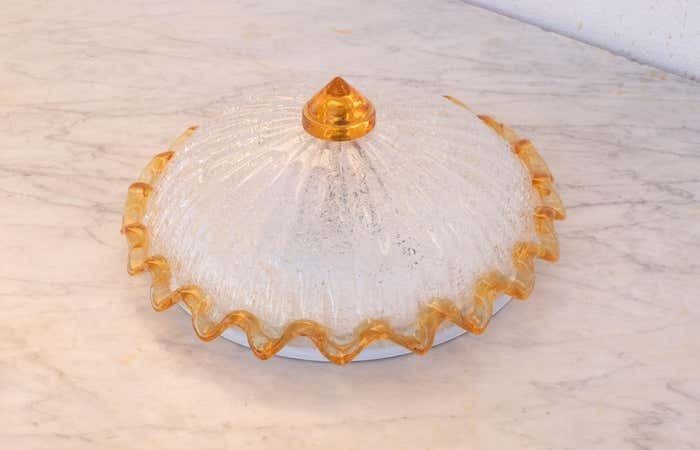 Charming Italian Orange Murano Glass Ceiling Fixture, Murano, 1960 photo for sale