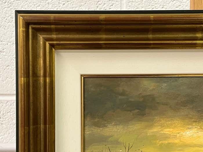 Joop Smits Painting Of The Winter Sunshine With Mountain Lake By 20th Century Dutch Artist 1995 Circa photo vintage
