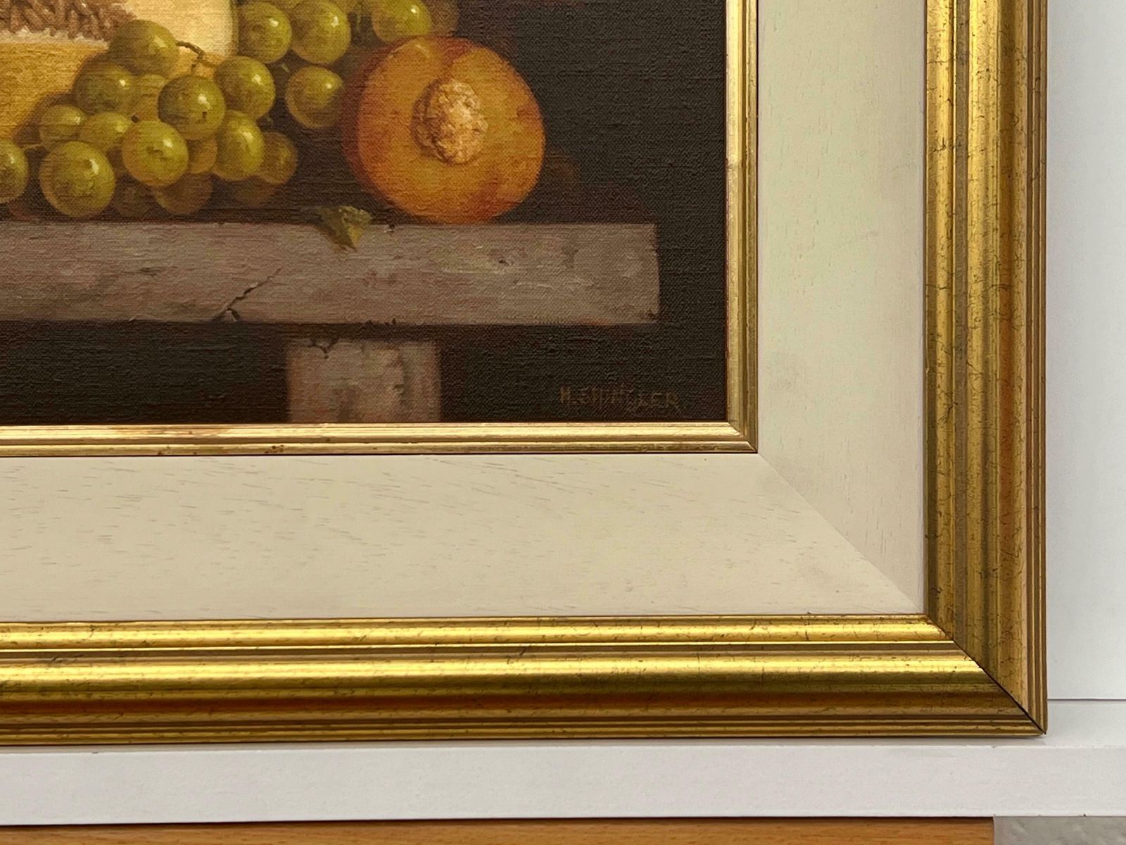 Howard Shingler Traditional Interior Still Life Oil Painting Of Fruit & Candle By British Artist 1985 Circa photo vinterior
