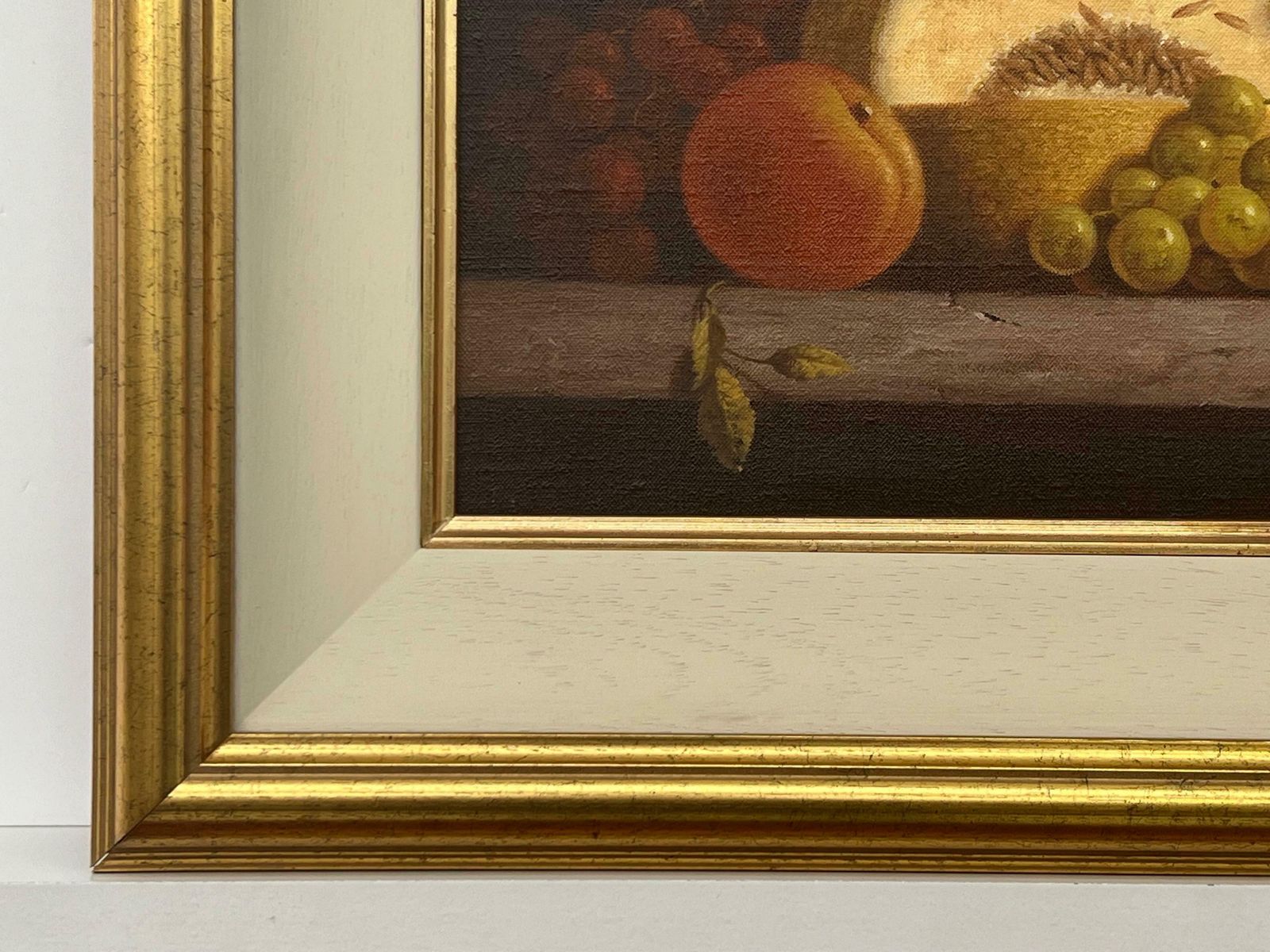 Howard Shingler Traditional Interior Still Life Oil Painting Of Fruit & Candle By British Artist 1985 Circa photo vintage