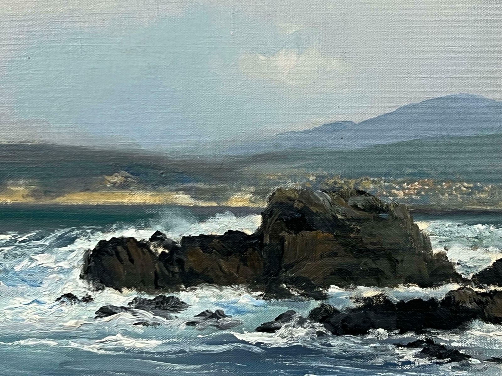 photo for sale Tobias Everet Spence Seascape Painting Of Waves Crashing Against The Rocks At Pacific Grove, Monterey 1980