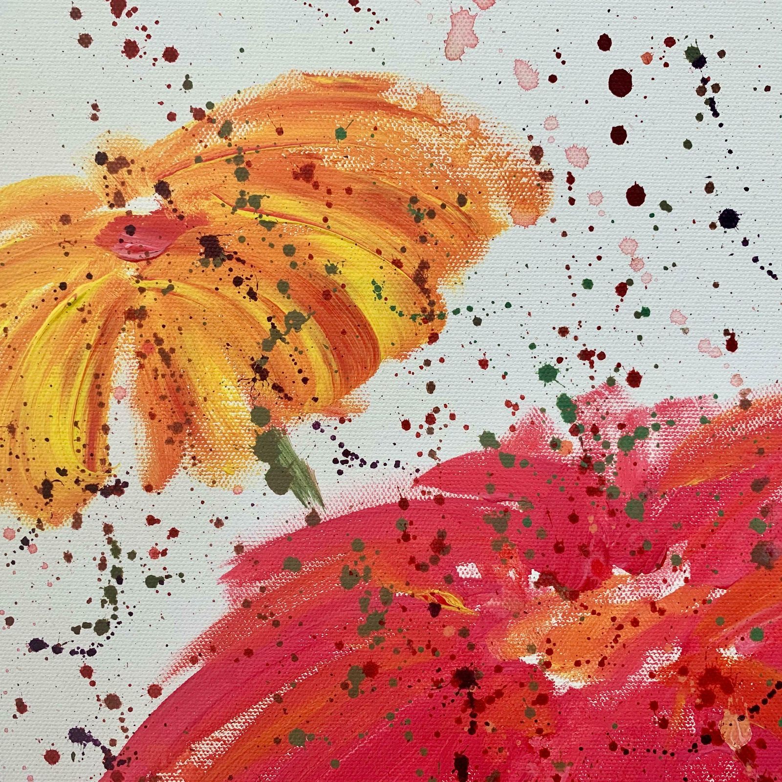 Angela Wakefield Abstract Red & Pink Flowers On A White Background By Contemporary British Artist 2006 photo vinterior