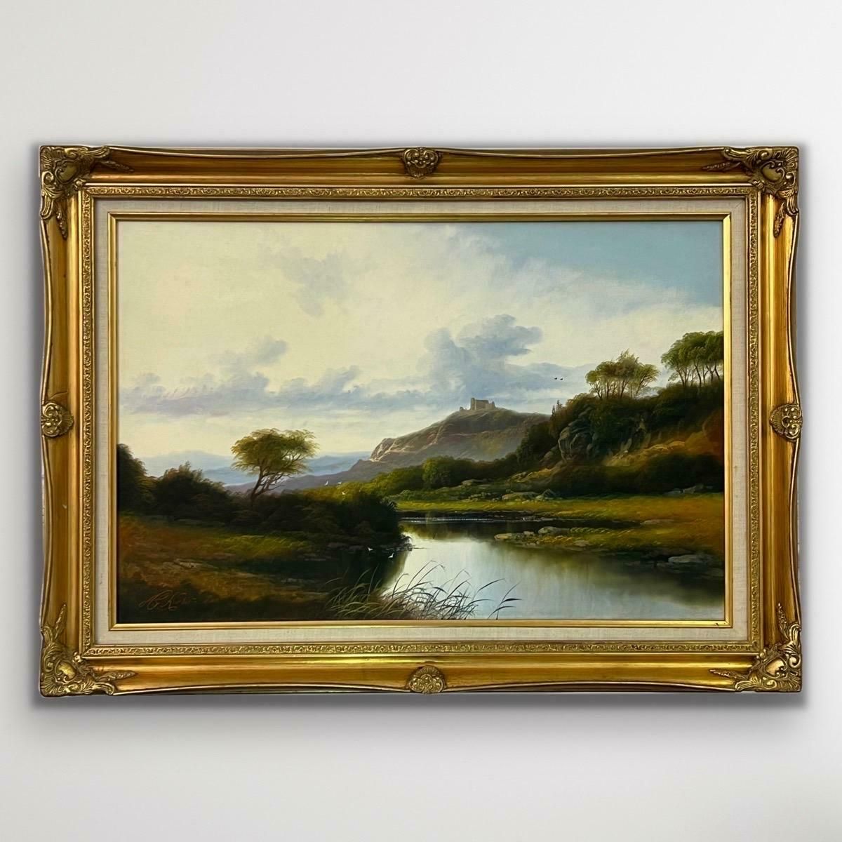Andrew Grant Kurtis Mountain Lake In Spring Oil Painting Of The Scottish Highlands By British Artist 1980 Circa photo furniture
