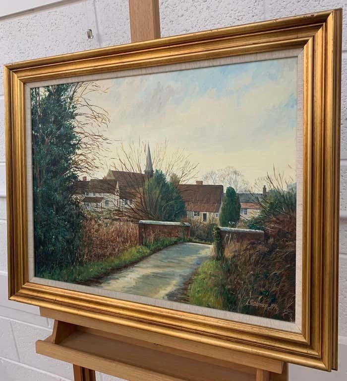 Leon Pettersson Original Painting Of English Village Street By 20th Century British Artist 1985 Circa photo Art