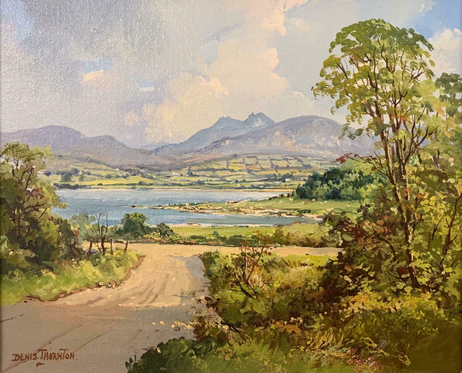photo furniture Denis Thornton Oil Painting Of Lough Island In County Down Ireland By Modern Irish Artist  1980 Circa