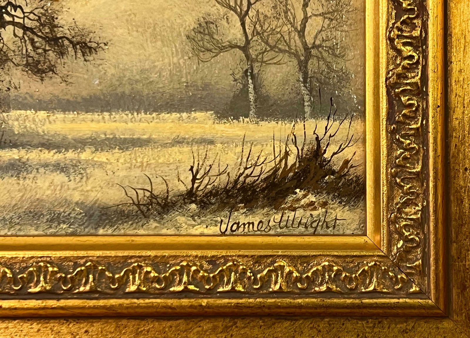 James Wright Winter Landscape Snow Scene In The English Countryside By 20th Century Artist  1980 Circa photo vinterior