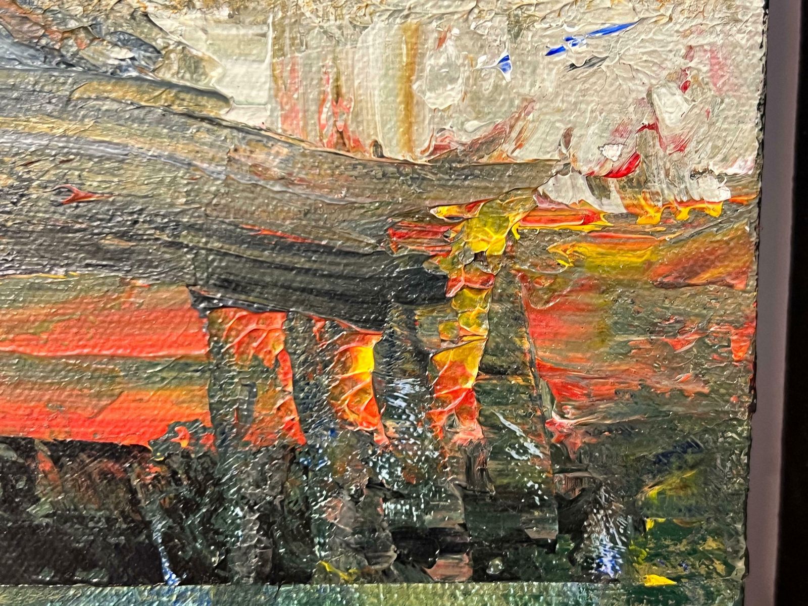 photo vinterior Angela Wakefield Small Triptych Abstract Forest Trees Landscape Painting By British Urban Artist 1999