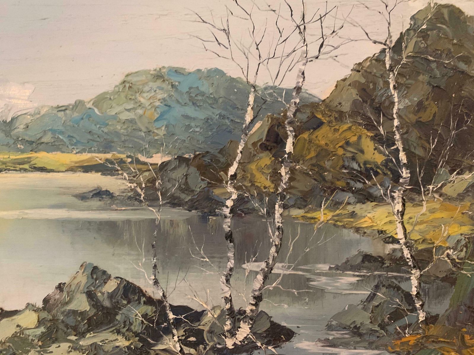 photo for sale Charles Wyatt Warren Oil Painting Of Snowdon Mountains & Lakes In Wales By Modern British Artist  1975 Circa