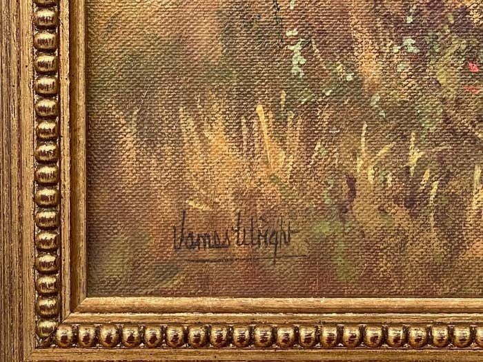 James Wright Farm Scene With Haystacks In The English Countryside By Realist Landscape Artist 1990 Circa photo vinterior