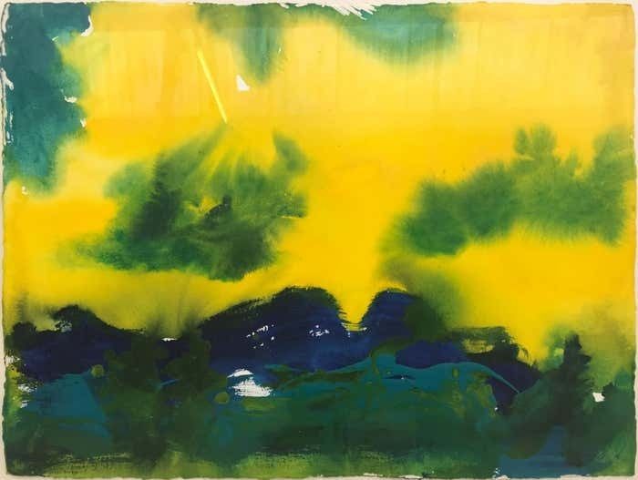 Margaret Francis Santa Barbara California Blue Yellow Green Modern Abstract Landscape Painting 2001 photo furniture