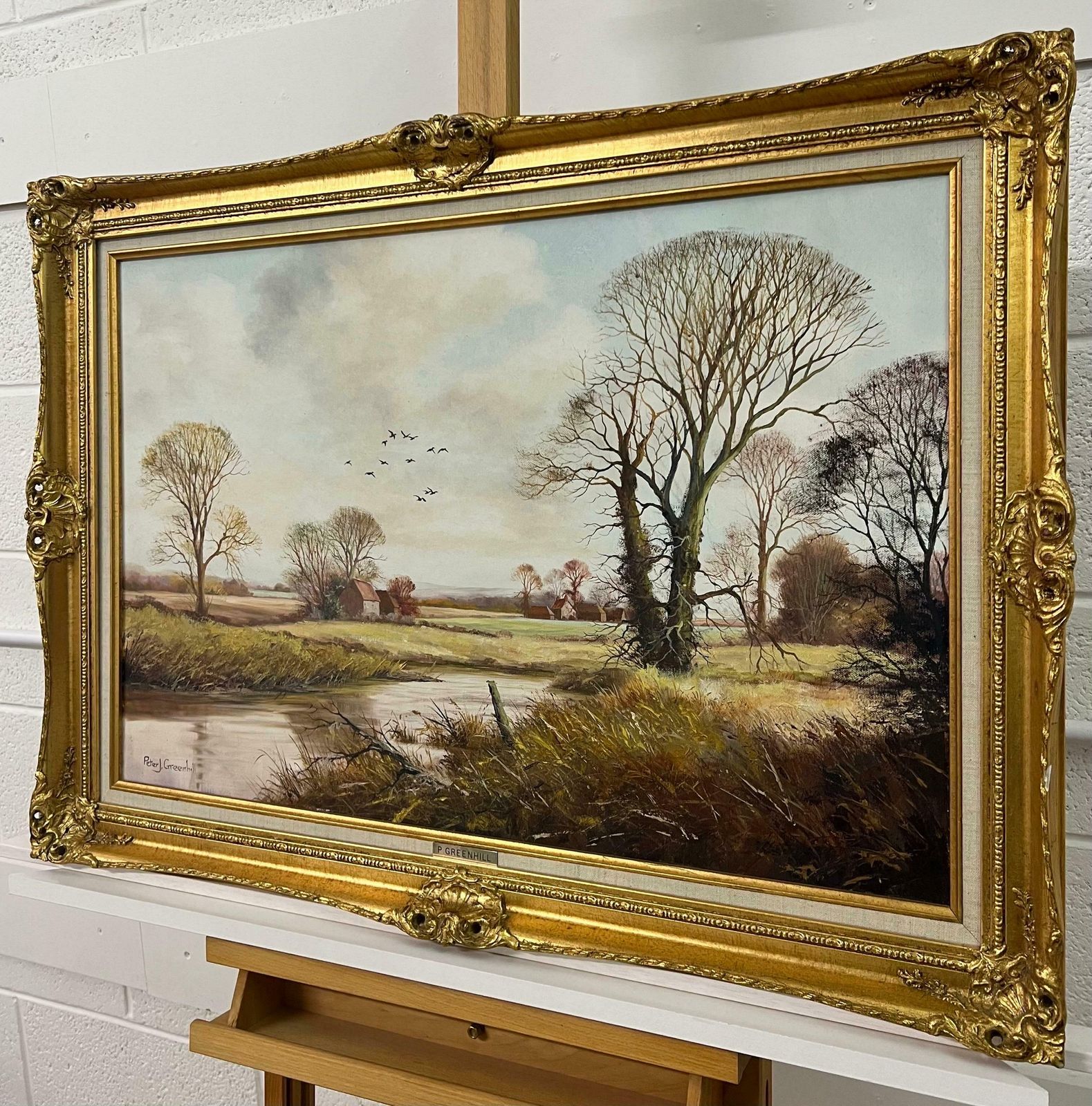 photo vinterior Peter J Greenhill Oil Painting Of An English Country Landscape By 20th Century British Artist 1980 Circa