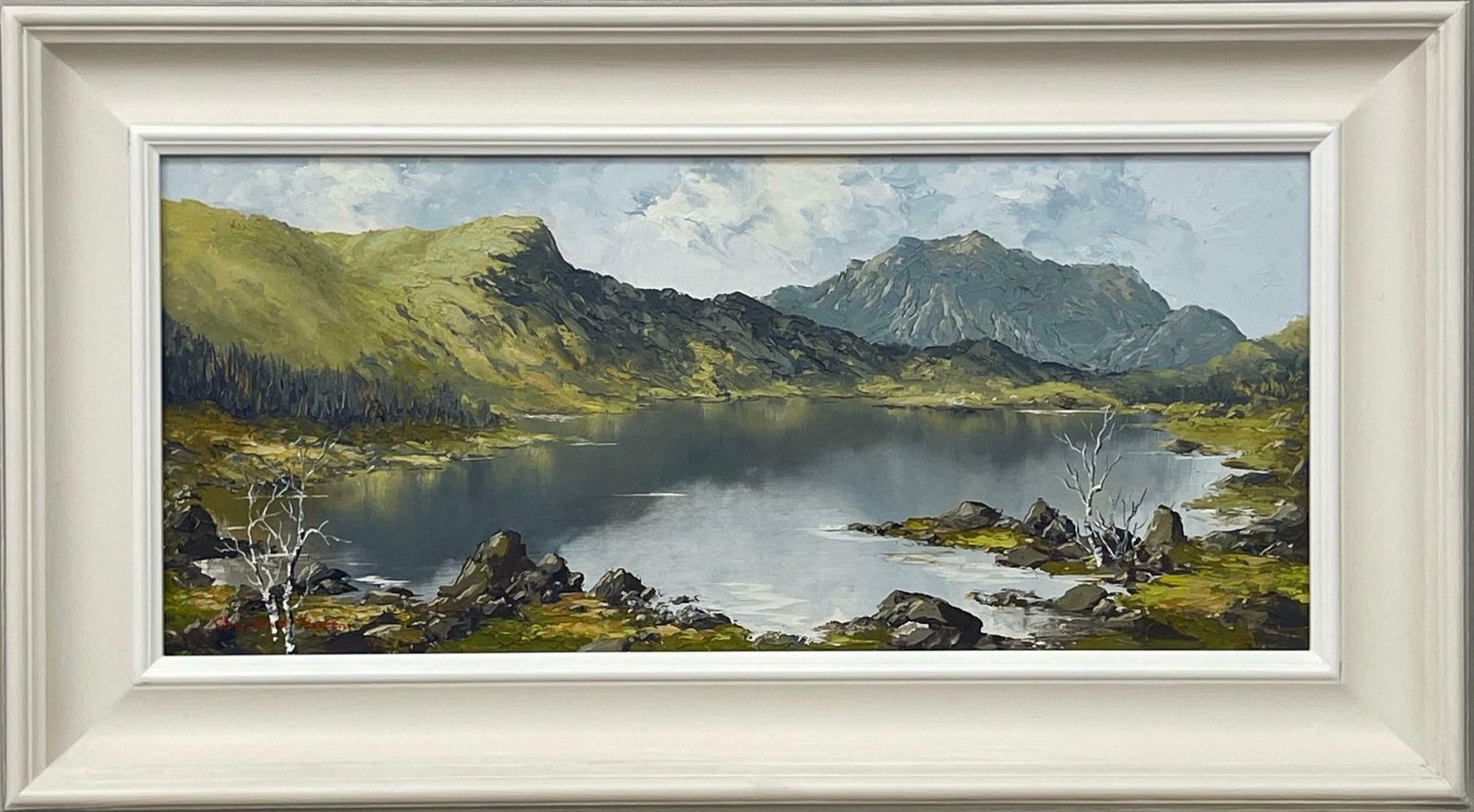 Charles Wyatt Warren Mountain Lake Landscape Impasto Oil Painting By 20th Century British Artist  Mid 20th Century