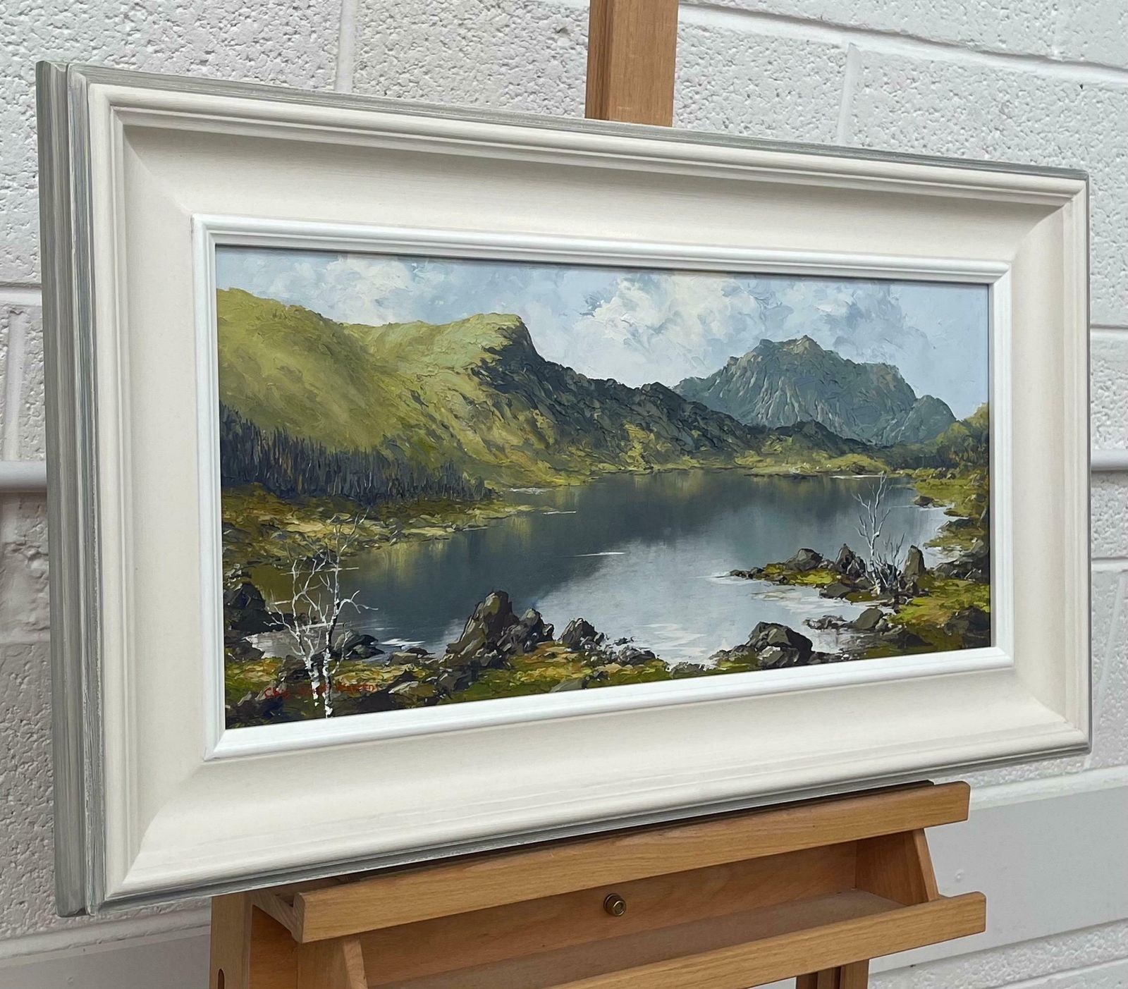 Charles Wyatt Warren Mountain Lake Landscape Impasto Oil Painting By 20th Century British Artist  Mid 20th Century photo furniture