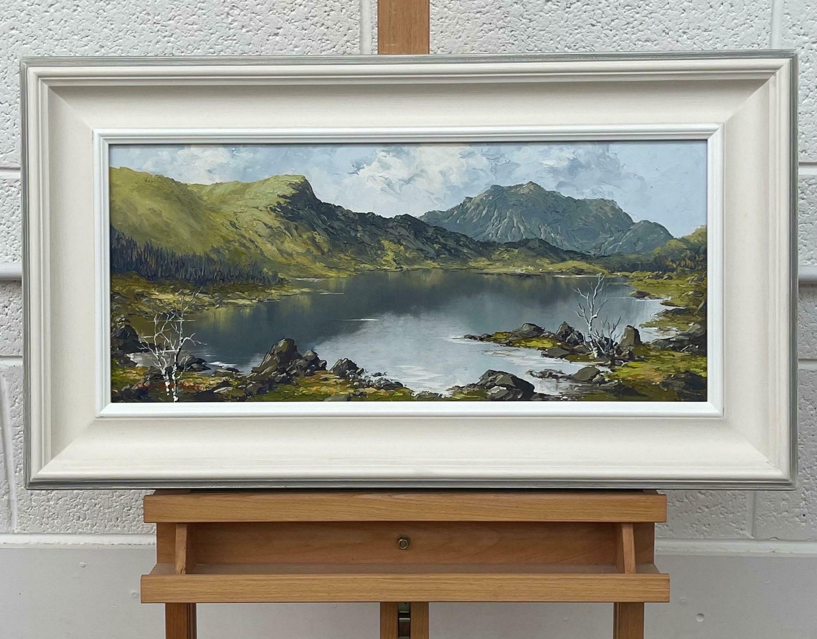 Charles Wyatt Warren Mountain Lake Landscape Impasto Oil Painting By 20th Century British Artist  Mid 20th Century photo for sale