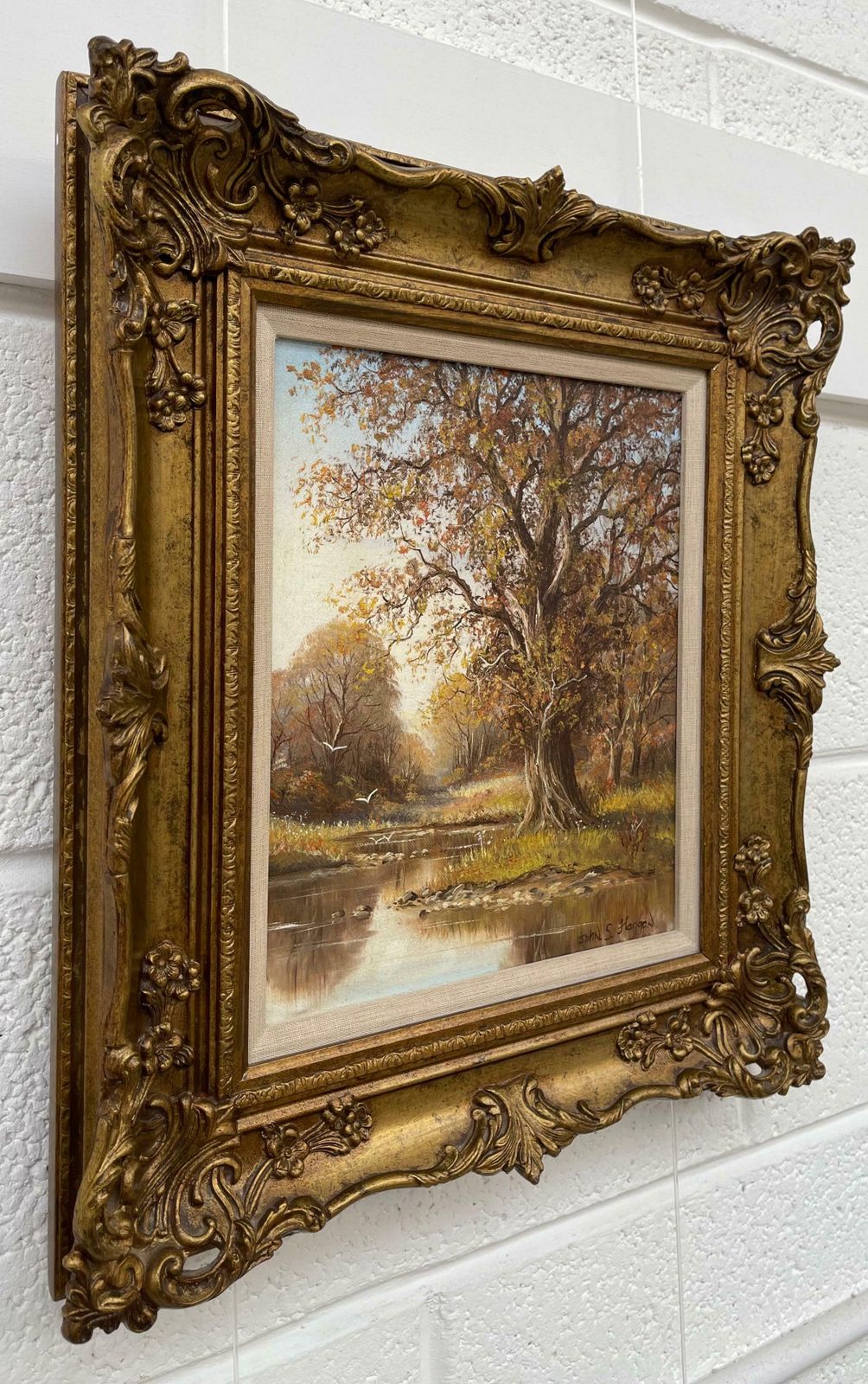 John S Haggan Autumn Trees By River In County Tyrone By 20th Century Modern Irish Artist  1985 Circa photo furniture