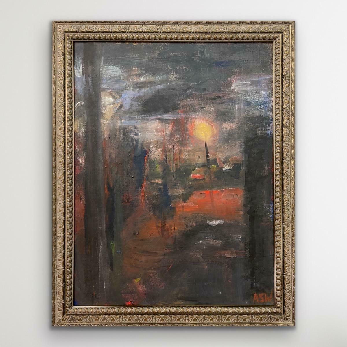 Angela Wakefield Dark & Atmospheric Abstract Expressionist Art By Contemporary British Painter  1999 photo furniture