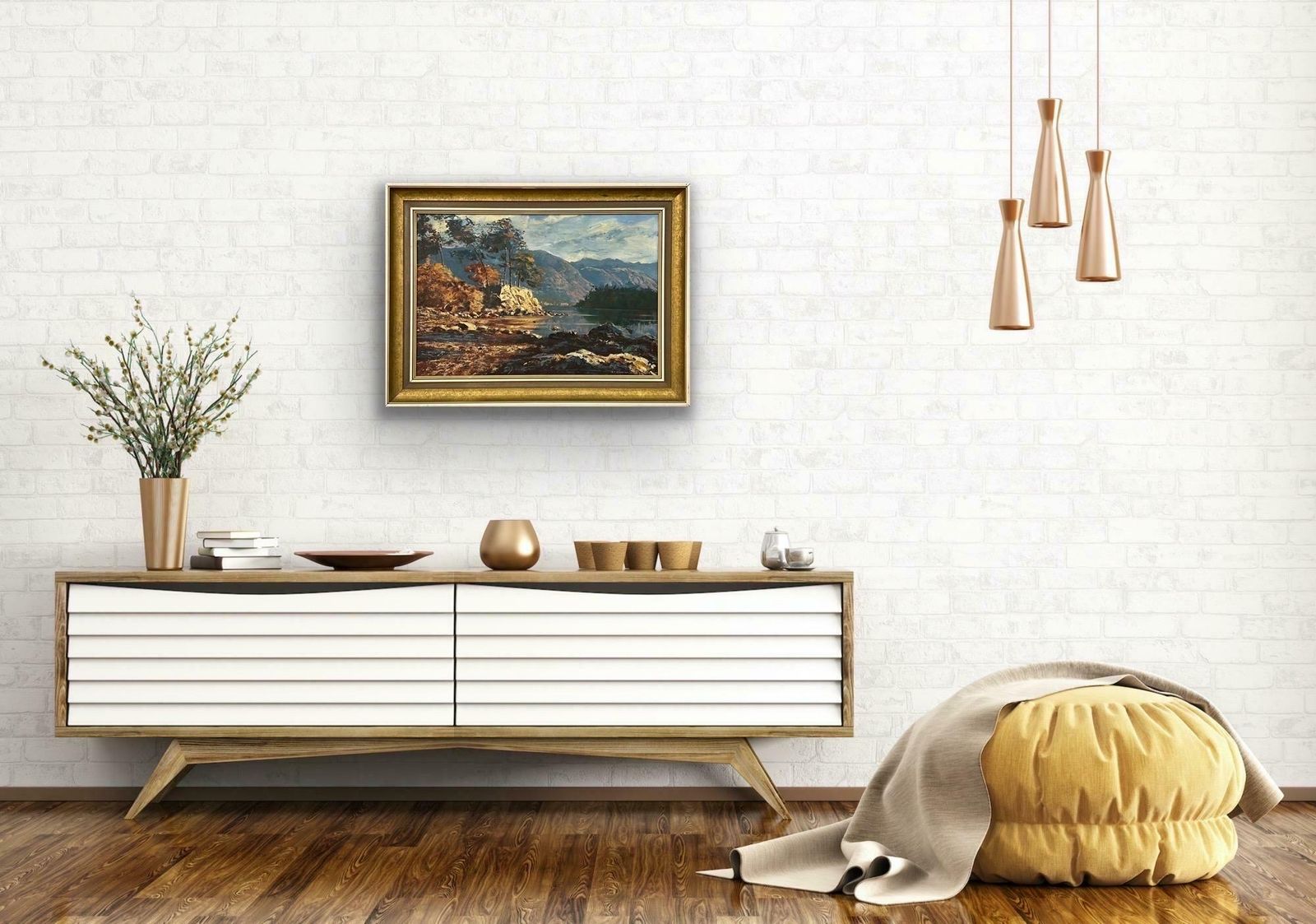 Arthur Terry Blamires Oil Painting Of Derwent Water English Lake District By British Landscape Artist 1989 photo for sale