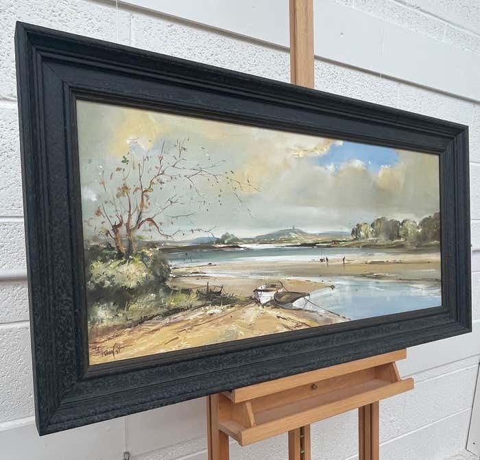 Frank Fitzsimons Ireland Seascape Landscape With Boats & Figures By Contemporary Irish Artist 1985 Circa photo furniture