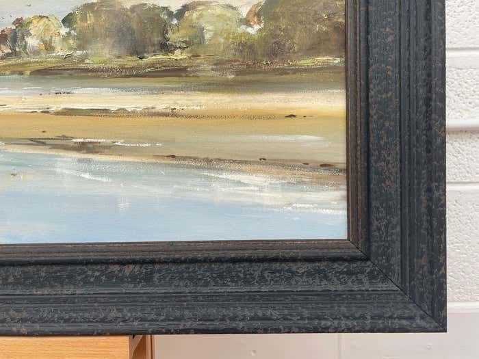 Frank Fitzsimons Ireland Seascape Landscape With Boats & Figures By Contemporary Irish Artist 1985 Circa photo vintage