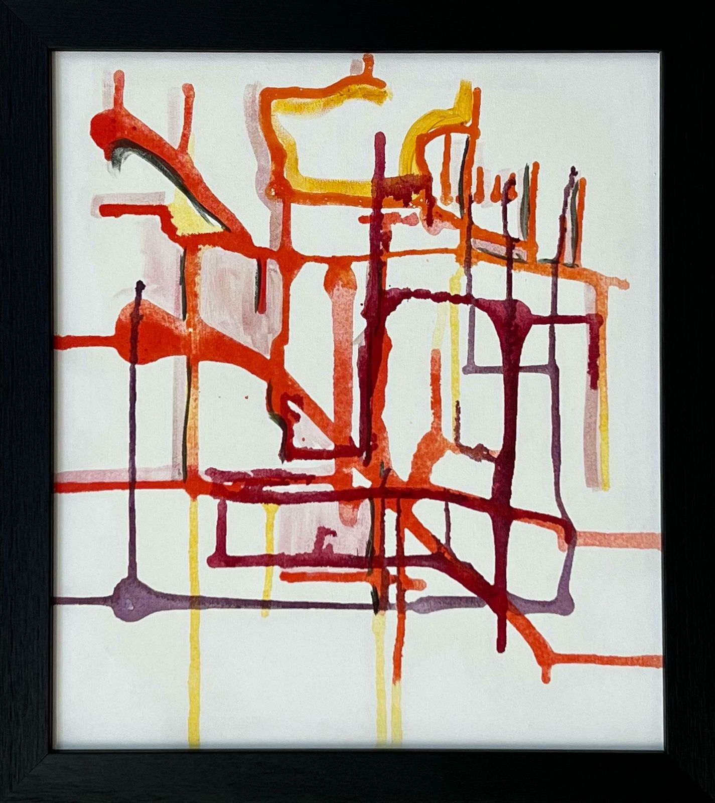 Angela Wakefield Early Abstract Art Purple Orange & Yellow On White Background By British Artist 2004 photo furniture