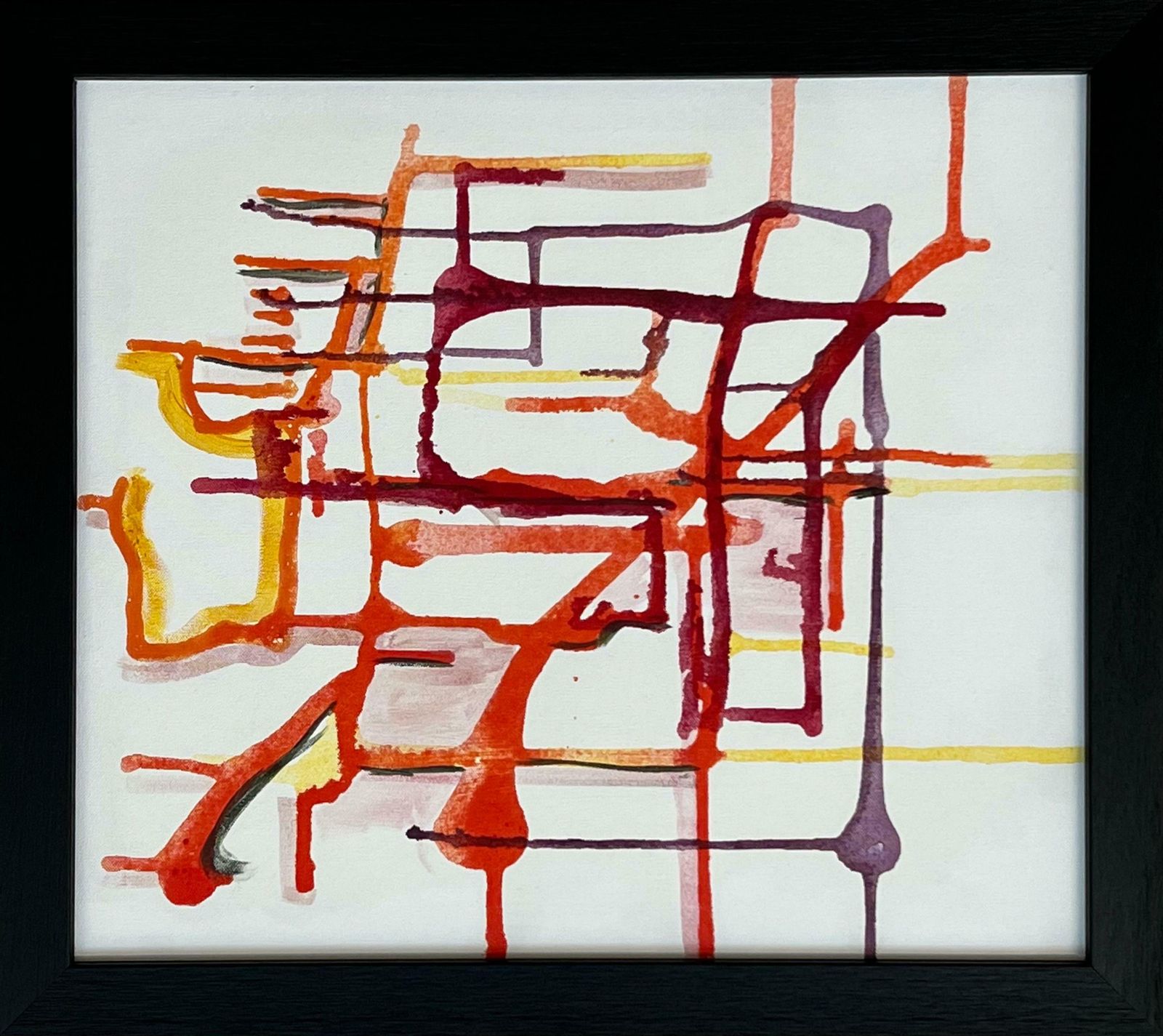 Angela Wakefield Early Abstract Art Purple Orange & Yellow On White Background By British Artist 2004 photo Art