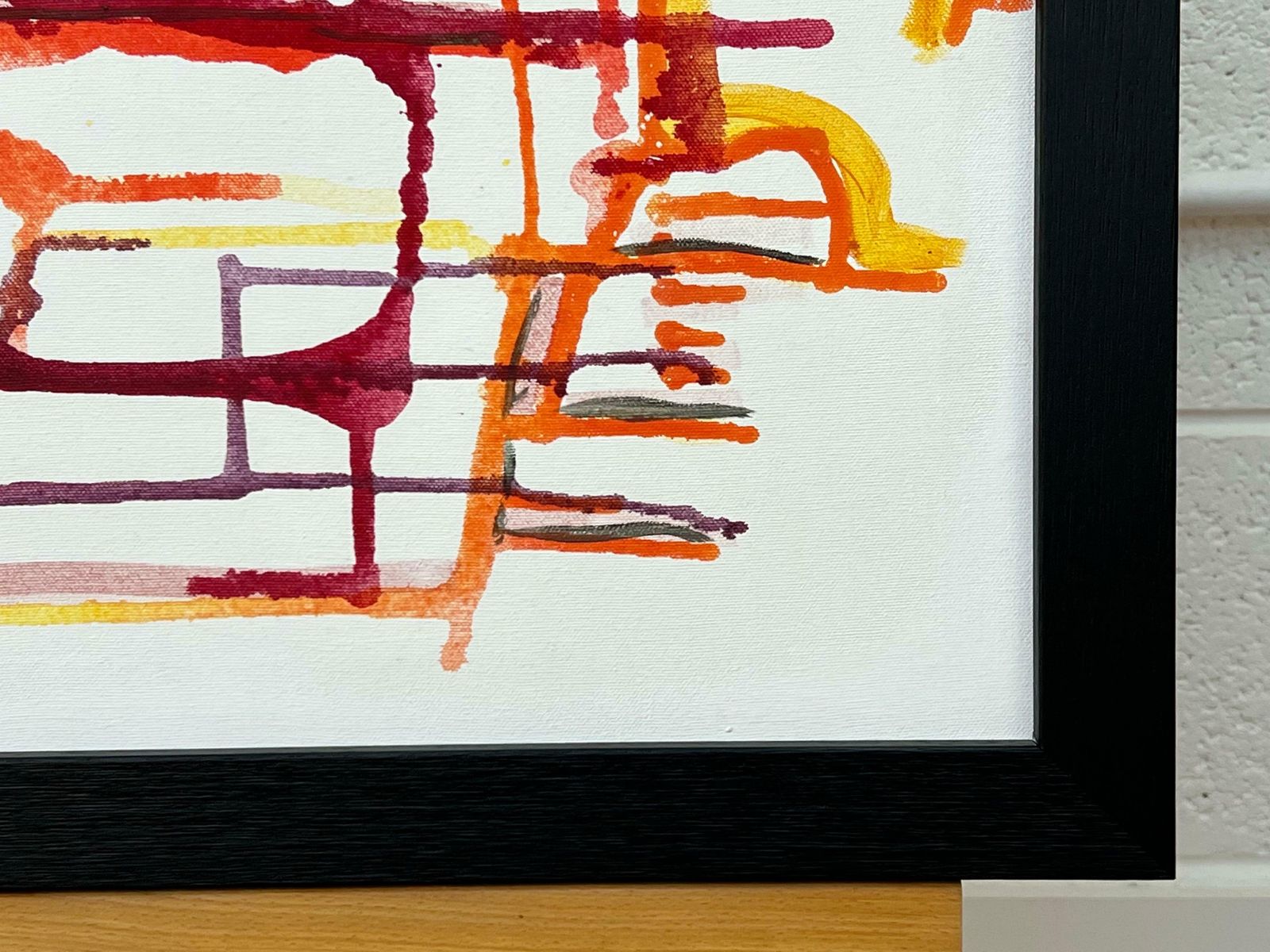photo vintage Angela Wakefield Early Abstract Art Purple Orange & Yellow On White Background By British Artist 2004
