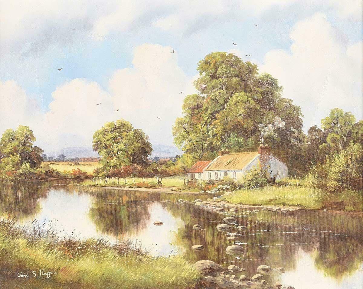 John S Haggan River Landscape With Cottage In Ireland By 20th Century Modern Irish Artist  1985 Circa photo furniture