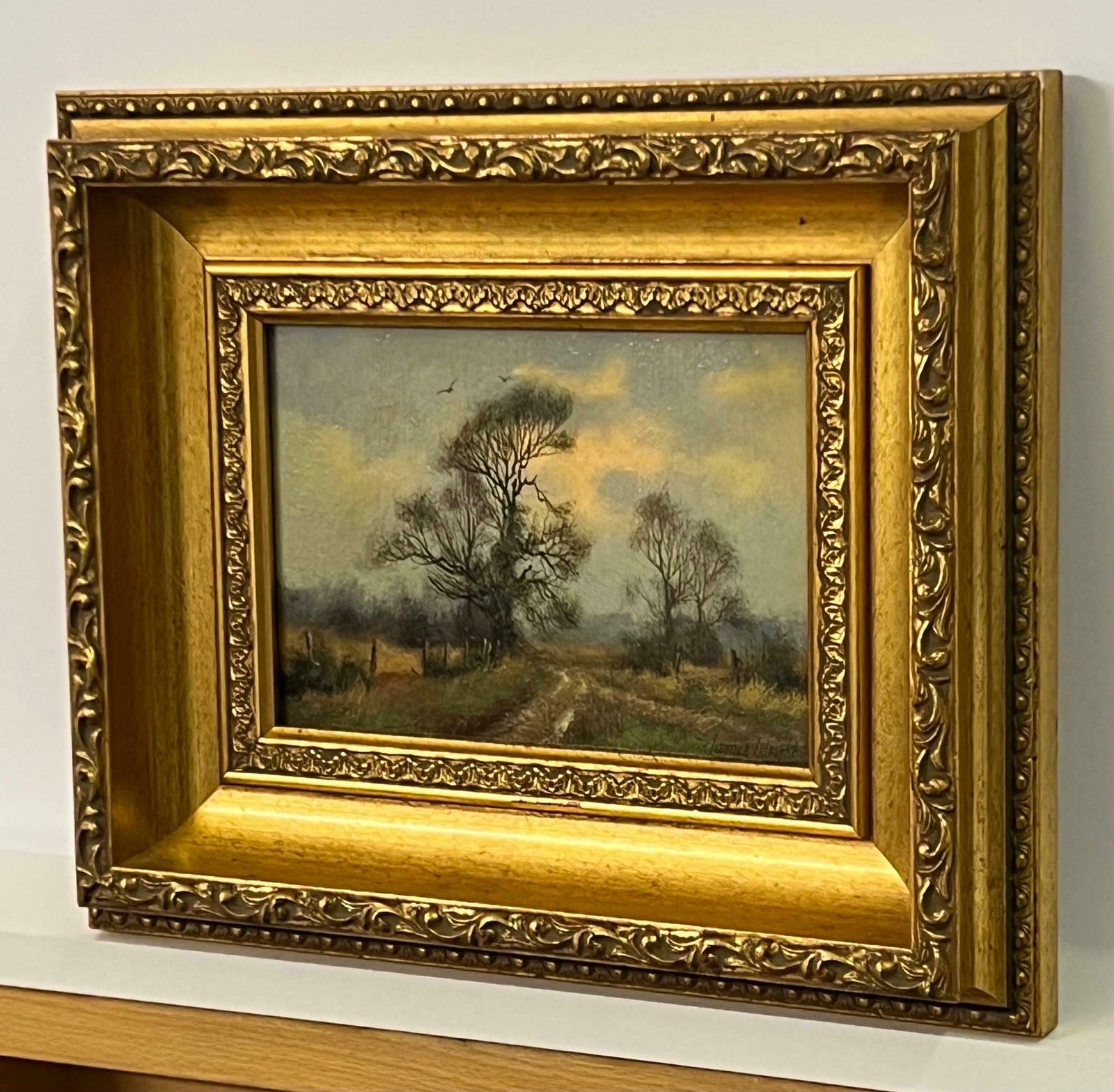 James Wright Country Lane With Trees & Birds In English Countryside By 20th Century Artist 1980 Circa photo Art