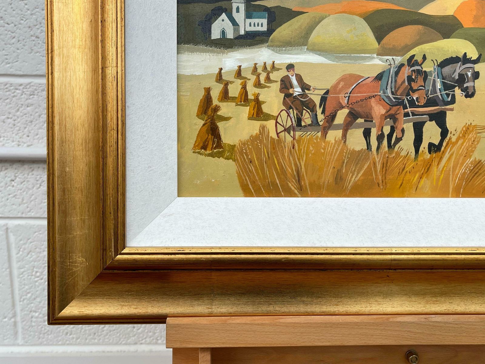 Desmond Kinney Abstract Landscape Of Horses In Cornfield In Warm Colours By Modern Irish Artist  1995 Circa photo buy