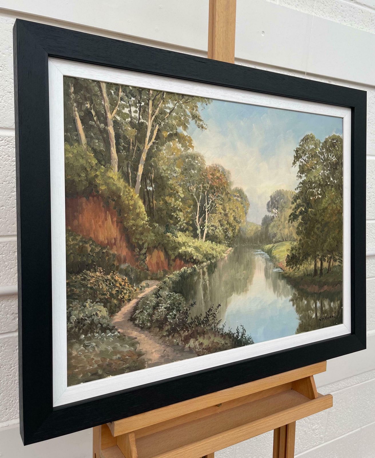 William Henry Burns Painting Of Idyllic River Scene On The Lagan In Ireland By Modern Irish Artist  1985 Circa photo furniture