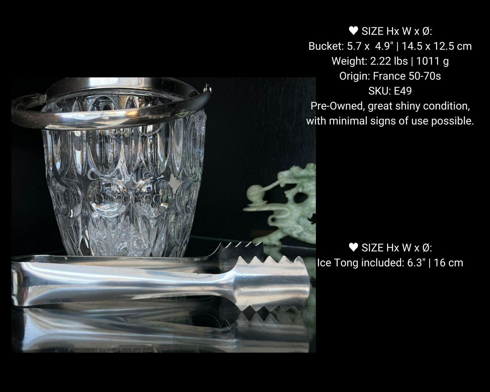 Ice Bucket With Ice Tong | 1 Holder And 1 Grabber | French Ca 1960s photo furniture