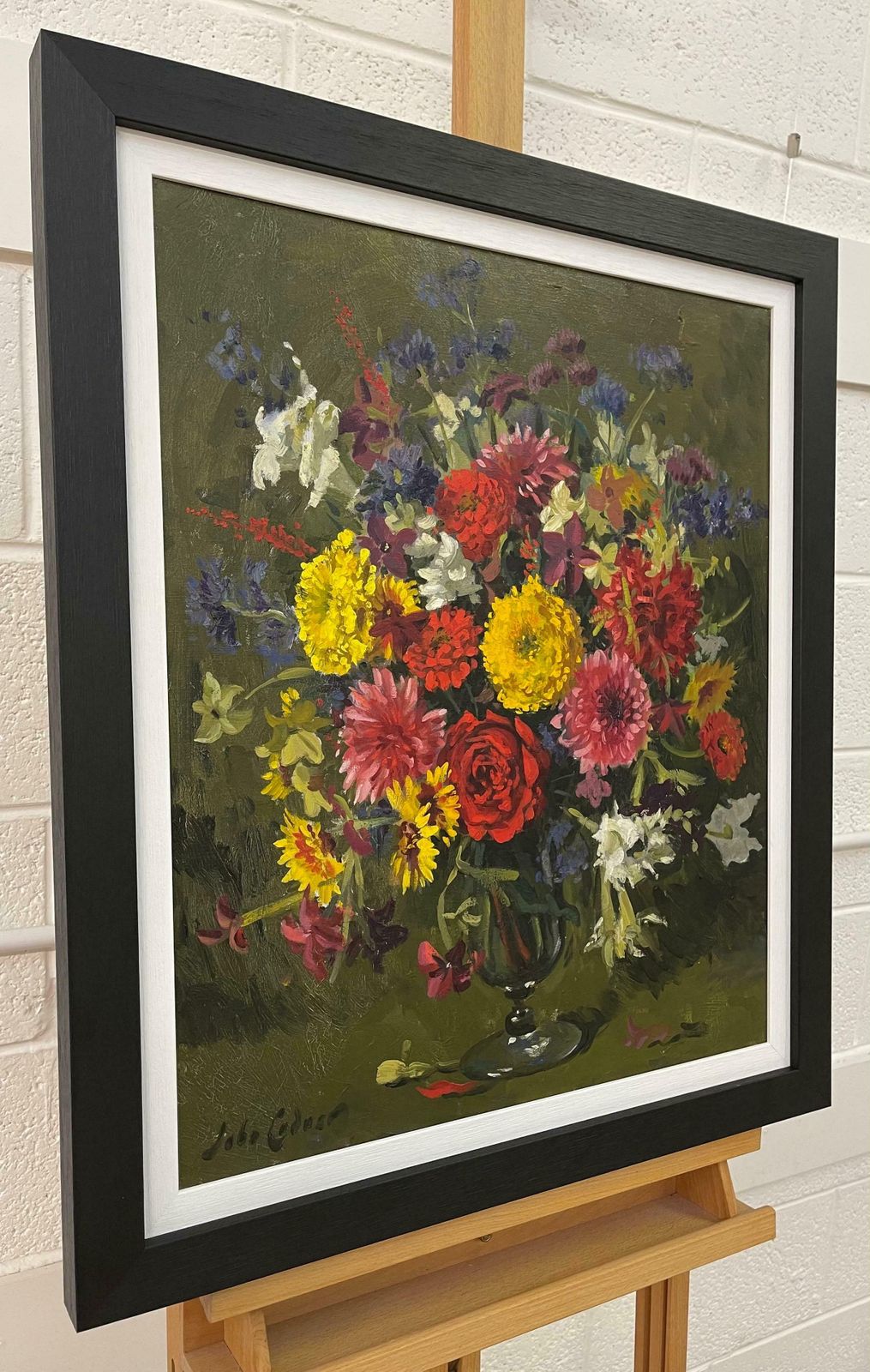 John Whitlock Codner Rwa Still Life Oil Painting Of Flowers In Glass Vase By 20th Century British Artist  1977 photo Art