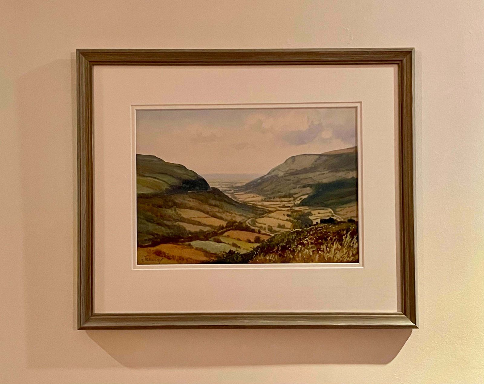 George Trevor Watercolour Of Ireland Valley Countryside By 20th Century Irish Artist  1980 Circa photo for sale