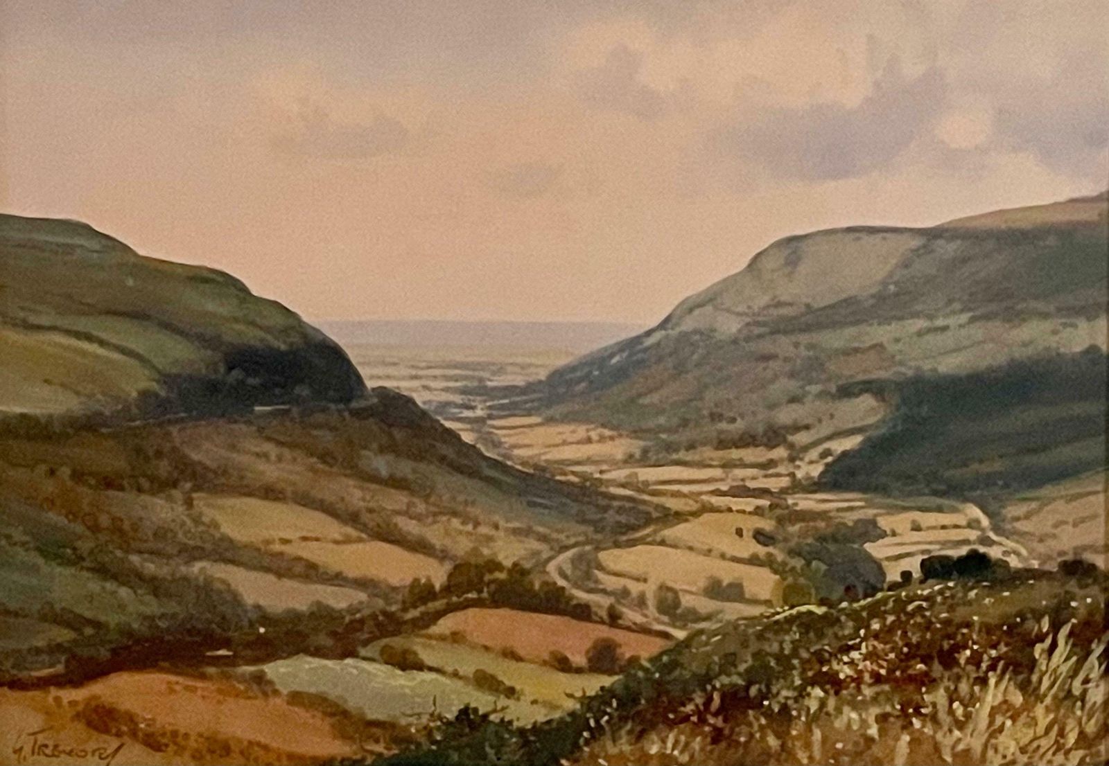 George Trevor Watercolour Of Ireland Valley Countryside By 20th Century Irish Artist  1980 Circa photo 950.0
