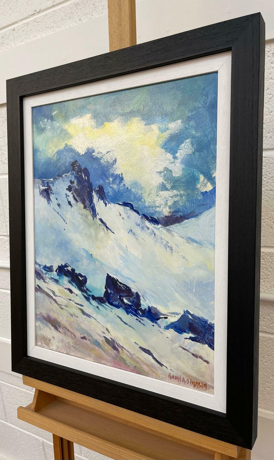 Roland A.D. Inman Blue & White Oil Painting Of The Mourne Mountains Ireland By Modern Irish Artist  2000 Circa photo Art