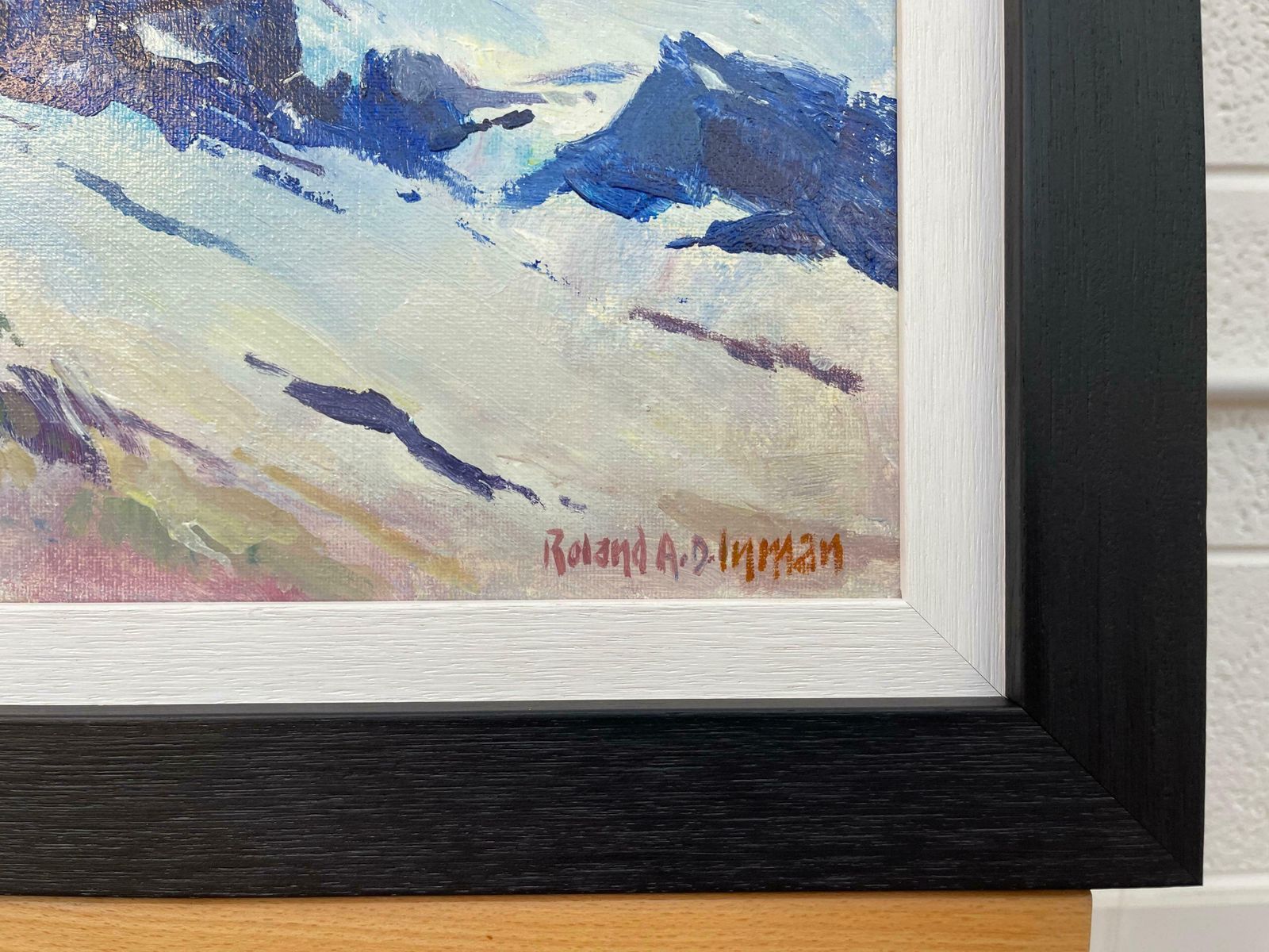 Roland A.D. Inman Blue & White Oil Painting Of The Mourne Mountains Ireland By Modern Irish Artist  2000 Circa photo vinterior
