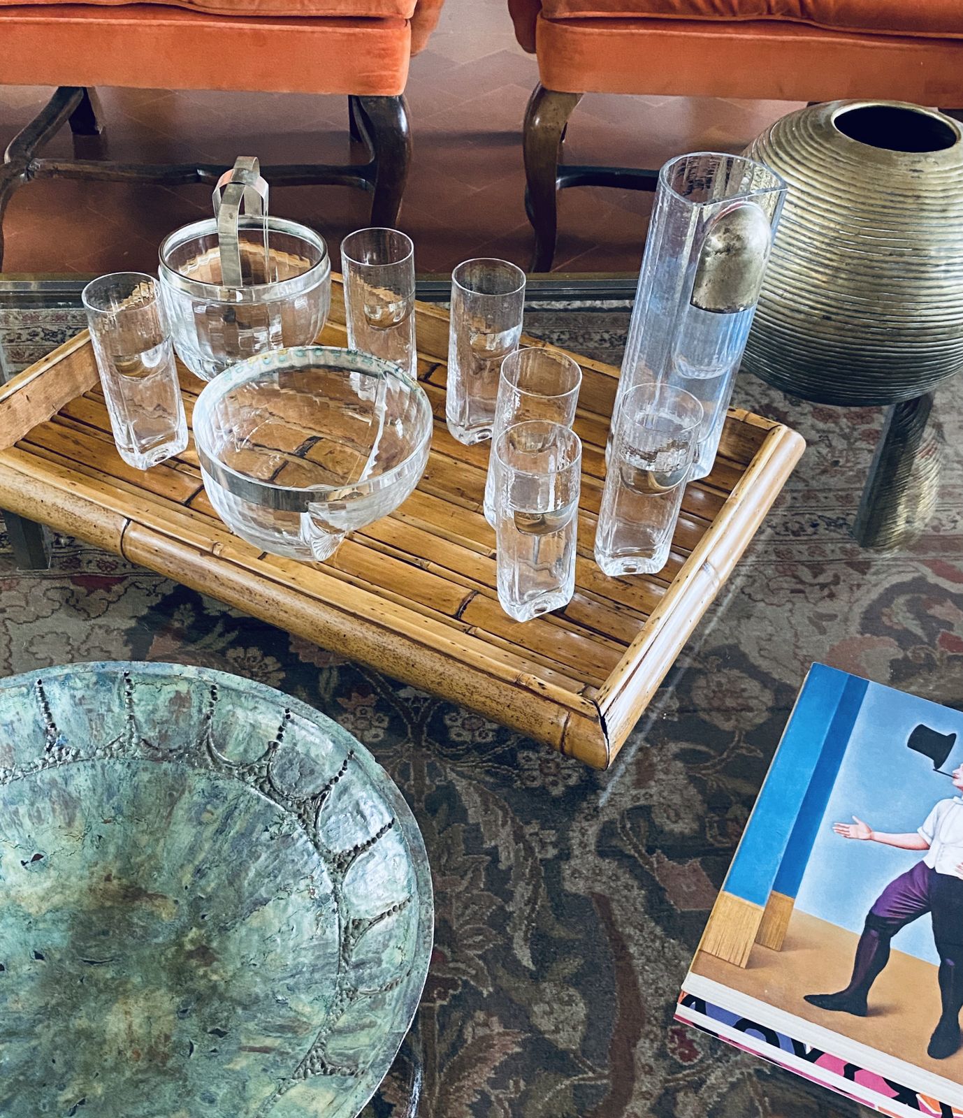 Hollywood Regency Silver Cocktail Set, Taddei Sestini, Kristal Krisla Italy 1970s photo for sale