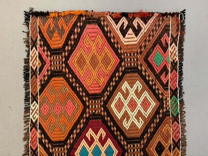 Vintage Turkish Mini Kilim 108x58 Cm Wool Small Kelim Runner, Shabby Chic photo 185.0