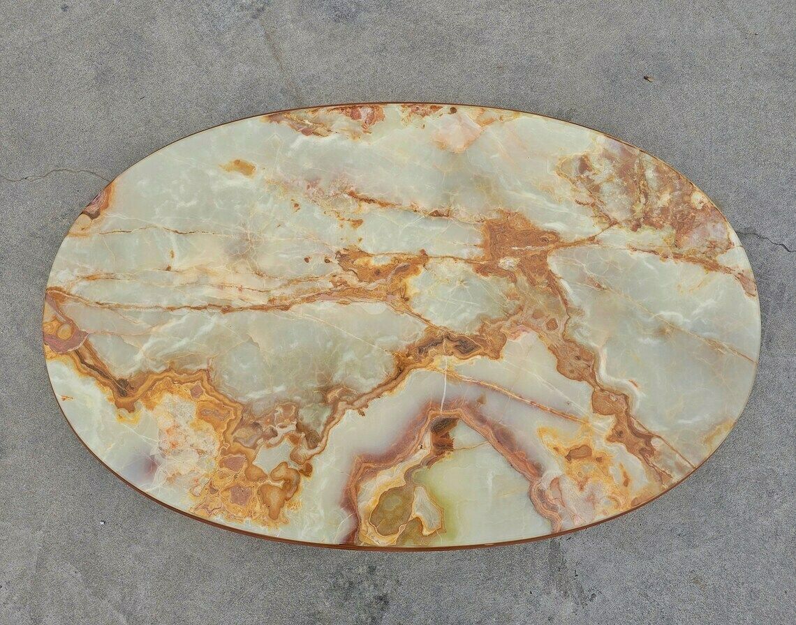 Art Deco Inspired Coffee Table With Onyx Marble Top By Hohnert Design // Made In West Germany In 1970s photo vinterior